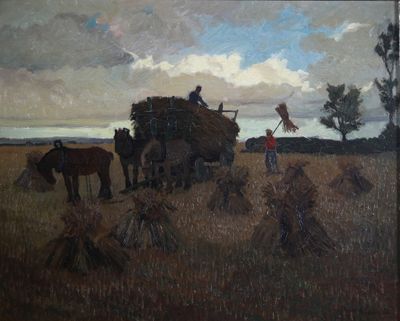 Fernand VETCOUR (1908–2001), Huile sur panneau, La moisson, … - Photo 1