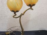 pair of art deco table lamps with marbled glass shades