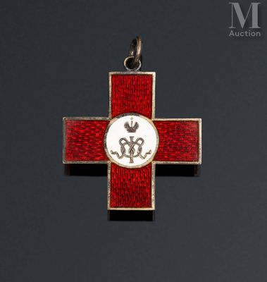 a close up of a cross with a red and white cross on it