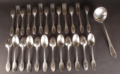 CHRISTOFLE orfèvre Partie de ménagère en métal argenté compr…