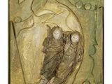 an image of a painting of two people in a cave