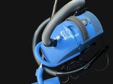 3d model of a blue vacuum cleaner with a black background