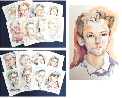 many portraits of a young man with different hair styles