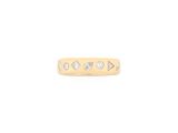 a yellow gold ring with three diamonds in the middle