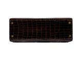 a brown alligator skin wallet on a white background