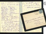 an old handwritten letter with a picture of a woman ' s face on it