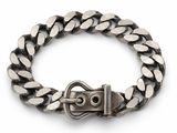 a close up of a metal bracelet with a buckle on it
