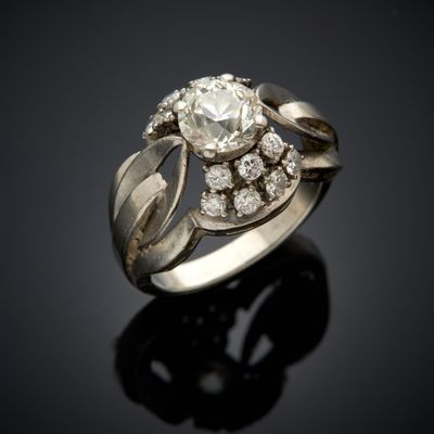 a white gold and diamond ring