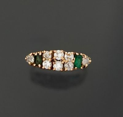 Bague jarretière en or jaune 18K 750 millièmes centrée de 6 …