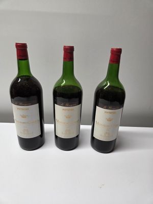 BORDEAUX ROUGE, 3 MAGNUMS , MOUTON-CADET 1970, vendus en l'é…