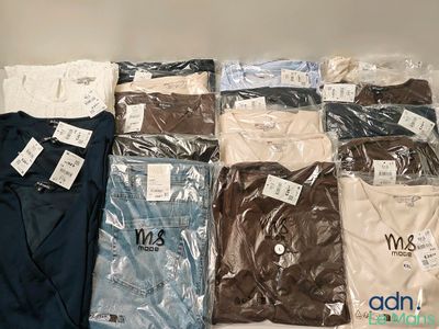 a lot of men ' s shirts on display in the store