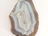 une photo d'une tranche d'agate posée sur une surface blanche
