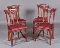 Eugène GAILLARD (1862-1932), attribué à, lot de 4 chaises en…