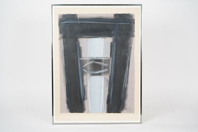 painting of a glass of water in a black and white frame on a white background