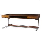 an image of a desk with a wooden top and metal legs