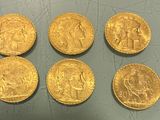 six gold sovereigns from the reign of the british empire