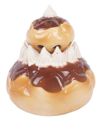 a cake with chocolate and cream on top of it