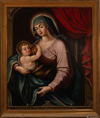 an image of a painting of a woman holding a child