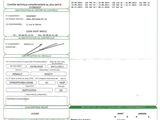 a green and white document with a barcode on it