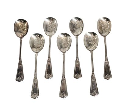 6 pelles à glace en argent , poids : 210 gr - Photo 1