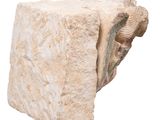 an image of a stone sculpture of a head on a white background