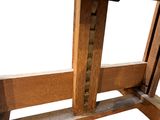 a close up of a wooden table with a white background
