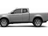 the silver truck is parked on a white surface