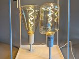 two light bulbs that are sitting inside of a glass box