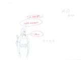 un dessin représentant une femme debout devant un tableau blanc