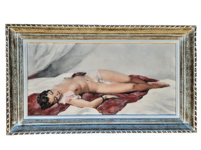 une image d'une peinture représentant une femme allongée sur un lit