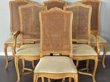 lot de six chaises de salle à manger à dossier en rotin, avec dossier en rotin