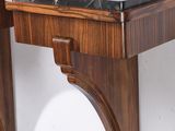 an image of a pair of wooden tables with marble top