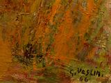 an oil painting of a tree in a field with yellow leaves