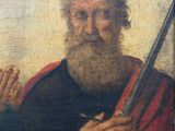 an old painting of a bearded man holding a sword in his hand