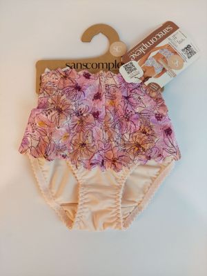 the panties are pink and purple with flowers on them