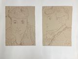 deux dessins représentant un homme et une femme sur une feuille de papier