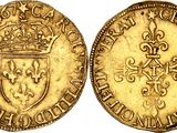 a gold coin with a crown on top of it