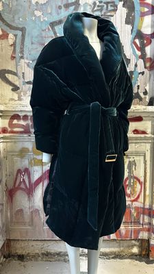 Doudoune T.S  A.VAUTHIER Velours de soie Vert profond Proto neuf - Photo 1