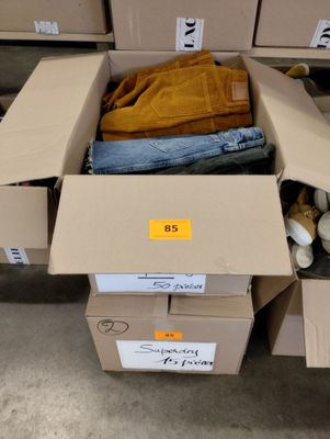 une boîte en carton remplie de vêtements et d'autres objets
