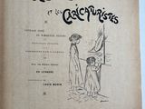 an old book with a drawing of a man and a woman