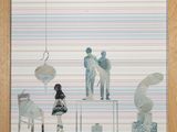 an image of a painting of a group of people with umbrellas
