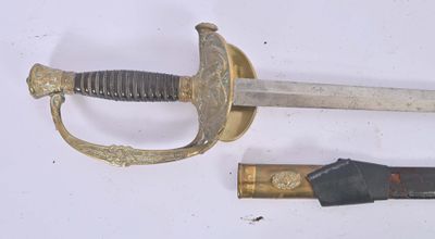 a sword and a knife on a white surface