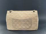 a chanel beige quilted leather shoulder bag