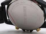 a close up of a wrist watch on a white surface