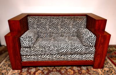 Canapé de style Art Déco en acajou et tissu