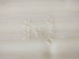 a close up of a white plate with writing on it