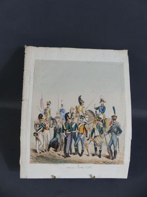 an old picture of a group of men in uniforms on horseback