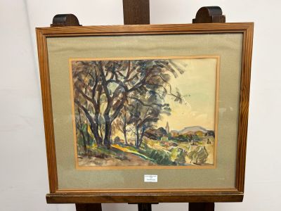 a picture of a painting hanging on a easel