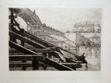 un dessin représentant un homme assis sur un bateau dans l'eau