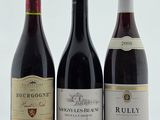 trois bouteilles de vin rouge sont alignées sur une table